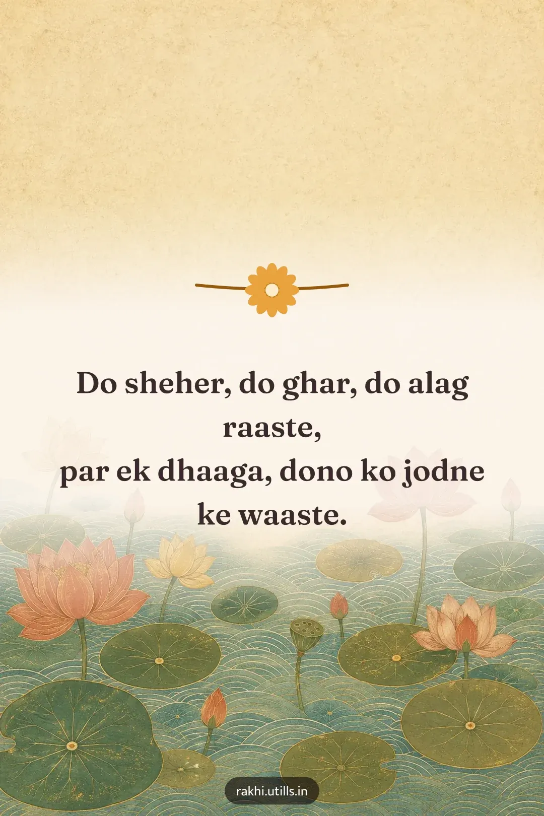 Do sheher, do ghar, do alag raaste,
par ek dhaaga, dono ko jodne ke waaste.