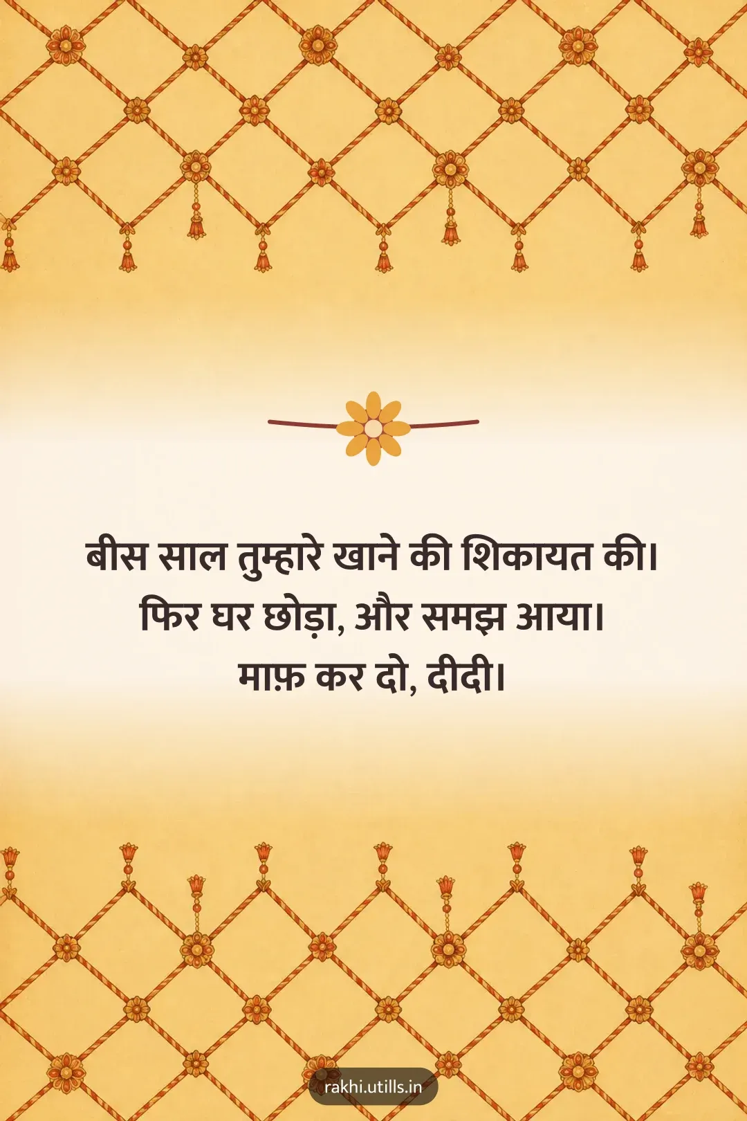 बीस साल तुम्हारे खाने की शिकायत की।
फिर घर छोड़ा, और समझ आया।
माफ़ कर दो, दीदी।