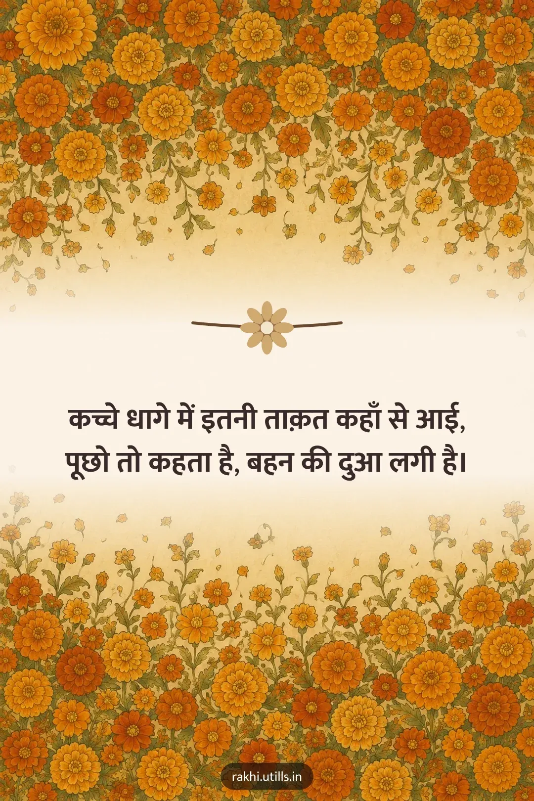 कच्चे धागे में इतनी ताक़त कहाँ से आई,
पूछो तो कहता है, बहन की दुआ लगी है।