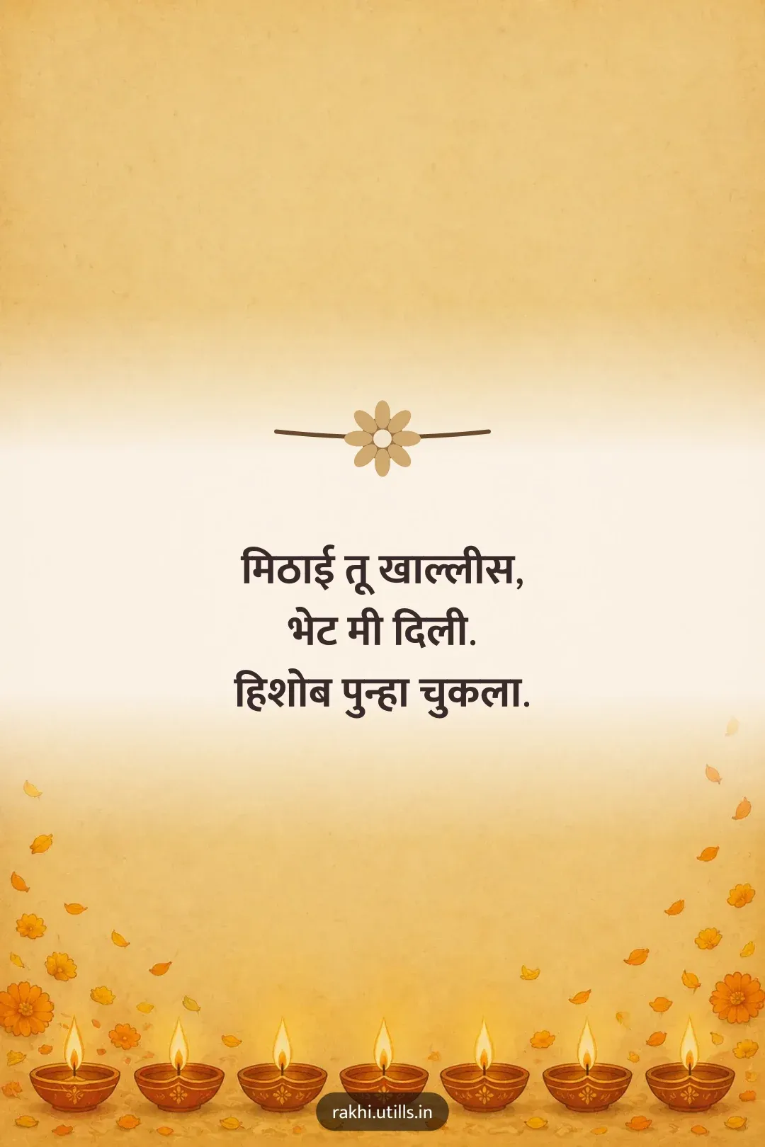 मिठाई तू खाल्लीस,
भेट मी दिली.
हिशोब पुन्हा चुकला.